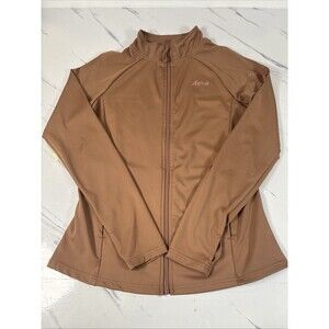 Aero Sport Womens Zip Up Monogram Jacket Long Sleeve Brown Size Medium